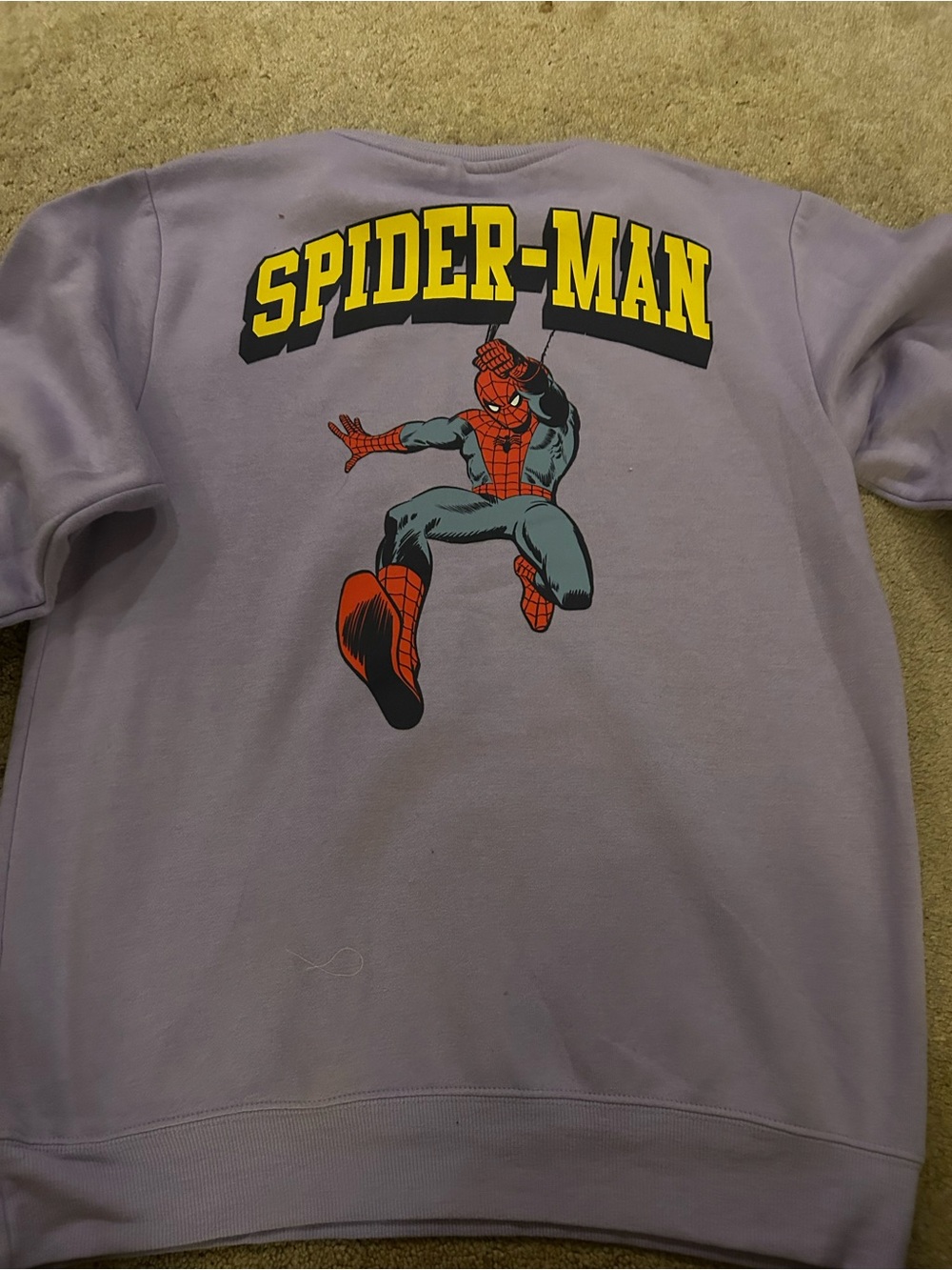 Marvel Spider-Man Lavender Crewneck Sweatshirt with front logo embroidered.